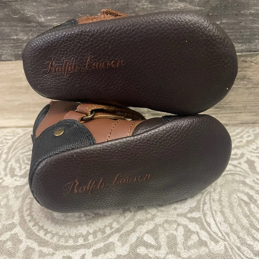 Polo Ralph Lauren Baby Boys Brown Conquered Crib Boots Size 3 USA RL100707